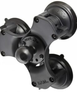 Zwarte RAM Mounts 3,3-inch driedelige zuignapbevestiging met C-formaat kogel, close-up.