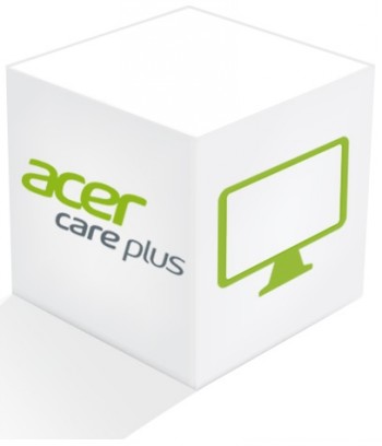 Acer MONITOR - 3 jaar on-site omruilservice Witte doos met Acer Care Plus-logo en groen computerpictogram.