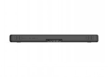 Het stijlvolle en praktische ontwerp van de Philips B5109 soundbar Zwarte, rechthoekige Philips B5109 soundbar met zichtbare aansluitingen aan de achterkant.