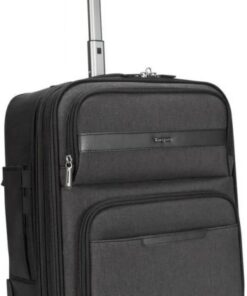 Targus CitySmart 15,6'' rollende tas, stijlvol zwart/grijs ontwerp. Donkergrijze en zwarte Targus CitySmart 15,6 inch rollende tas, met uittrekbare handgreep bovenaan.