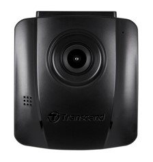 Zwarte, compacte en rechthoekige dashboardcamera met een ronde lens in het midden.