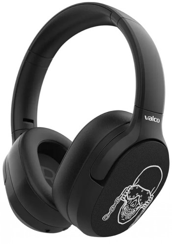 Zwarte Valco VMK25 noise-cancelling koptelefoon met Megadeth-logo, zijprofiel.