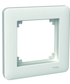 Witte vierkante kunststofframe met afneembare voorkant. Minimalistisch design.