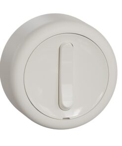 Witte ronde opbouwschakelaar met een ovale hendel in het midden.