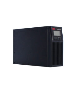 ABB PowerValue 11T G2 1kVA UPS - ononderbroken stroomvoorziening Zwarte torenmodel ABB PowerValue UPS met ventilatieopeningen aan de voorkant en een digitaal scherm.
