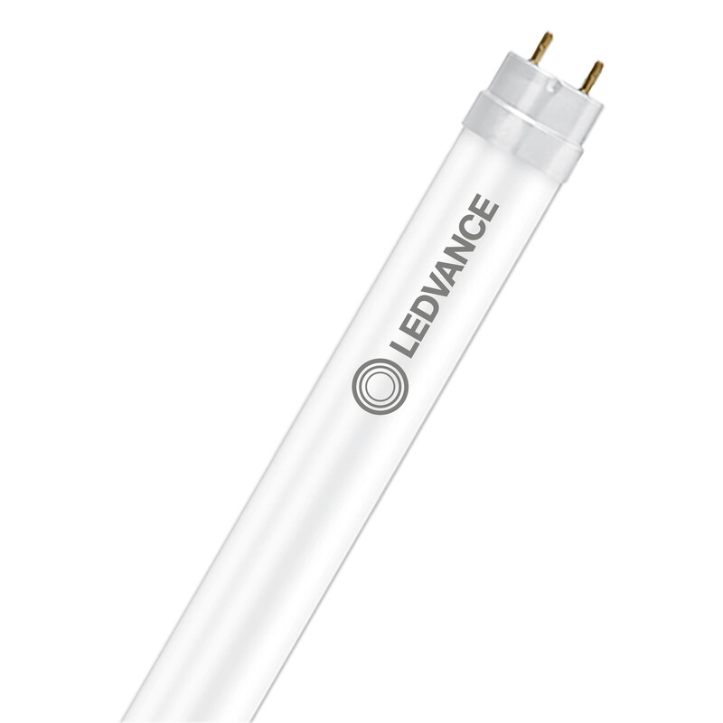 Ledvance T8 EM S LED-buis 11,4W 2000 lumen Witte Ledvance T8 LED-buis, smalle cilindrische vorm en zichtbare aansluitingen.