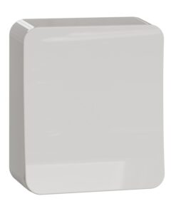 Witte Schneider Electric Exxact opbouwschakelaar 6/1 met een glad, rechthoekig ontwerp.