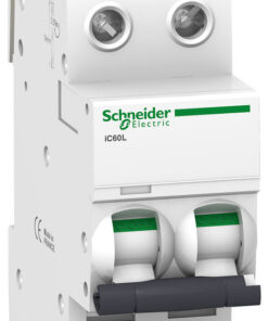 Schneider Electric Acti9 iC60L installatieautomaat 6A 2-polig Schneider Electric Acti9 iC60L installatieautomaat, wit, 2-polig, K-karakteristiek, 6A, van voren afgebeeld.