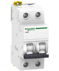 Schneider Electric Acti9 IK60N installatieautomaat 2P C 10A Installatieautomaat, witte kunststof, twee schakelaars aan de voorkant, groen Schneider Electric-logo
