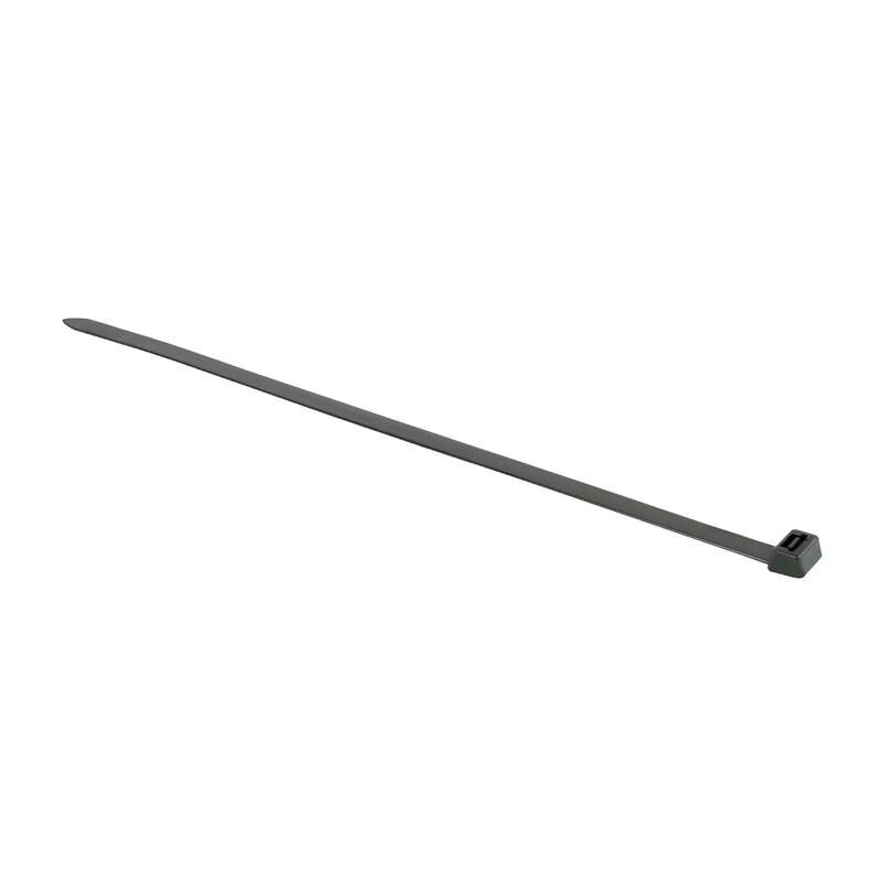 Schneider Electric zwarte kabelbinder, 380x7,6 mm Lange zwarte kabelbinder met een plat oppervlak en een vergrendelingsmechanisme aan één kant.