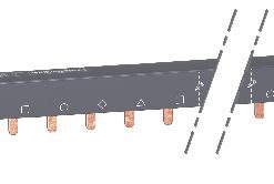 Schneider Electric stroomrail, donker frame, koperen aansluitpennen, 4-polig, 100A, 18mm steek.