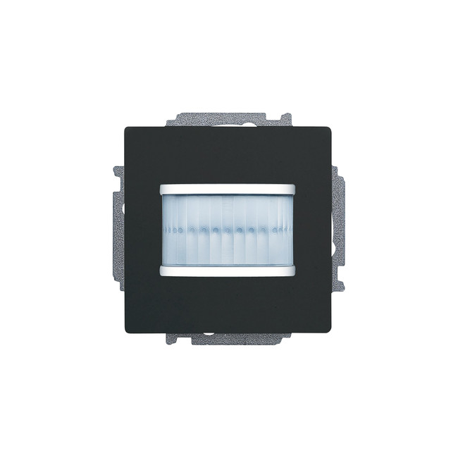 Matte zwarte ABB bewegingssensor en actuator, vierkant, wit sensorelement in het midden.