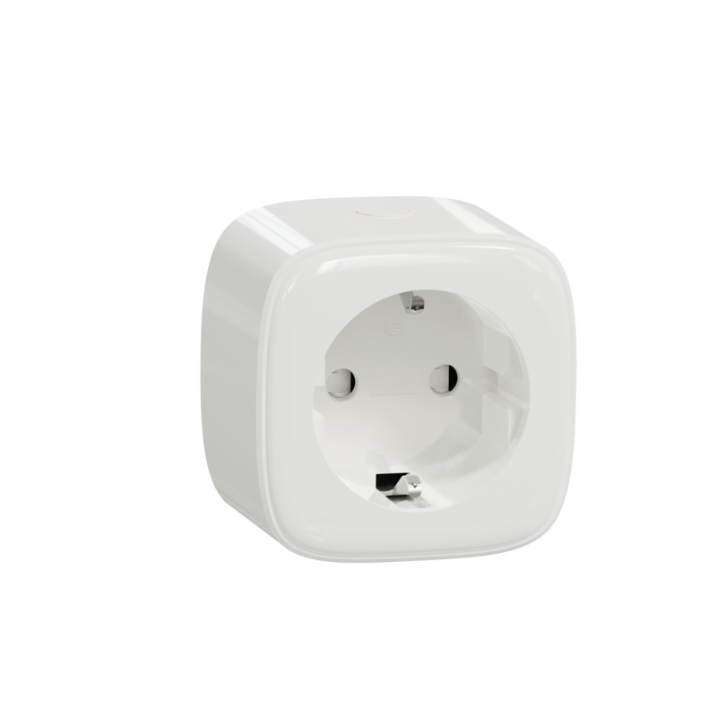 Witte Schneider Electric stopcontactstekker, compacte vierkante vorm, 16A.