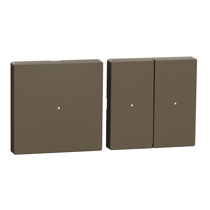 Schneider Electric hendels voor Wiser-knoppen, antraciet Twee rechthoekige, antracietkleurige draadloze Wiser-knoppen, één enkelvoudige en één tweevoudige, val...