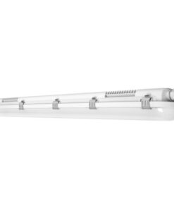 Lange witte LED-lamp, IP65-beschermd, geschikt voor vochtige en stoffige ruimtes.